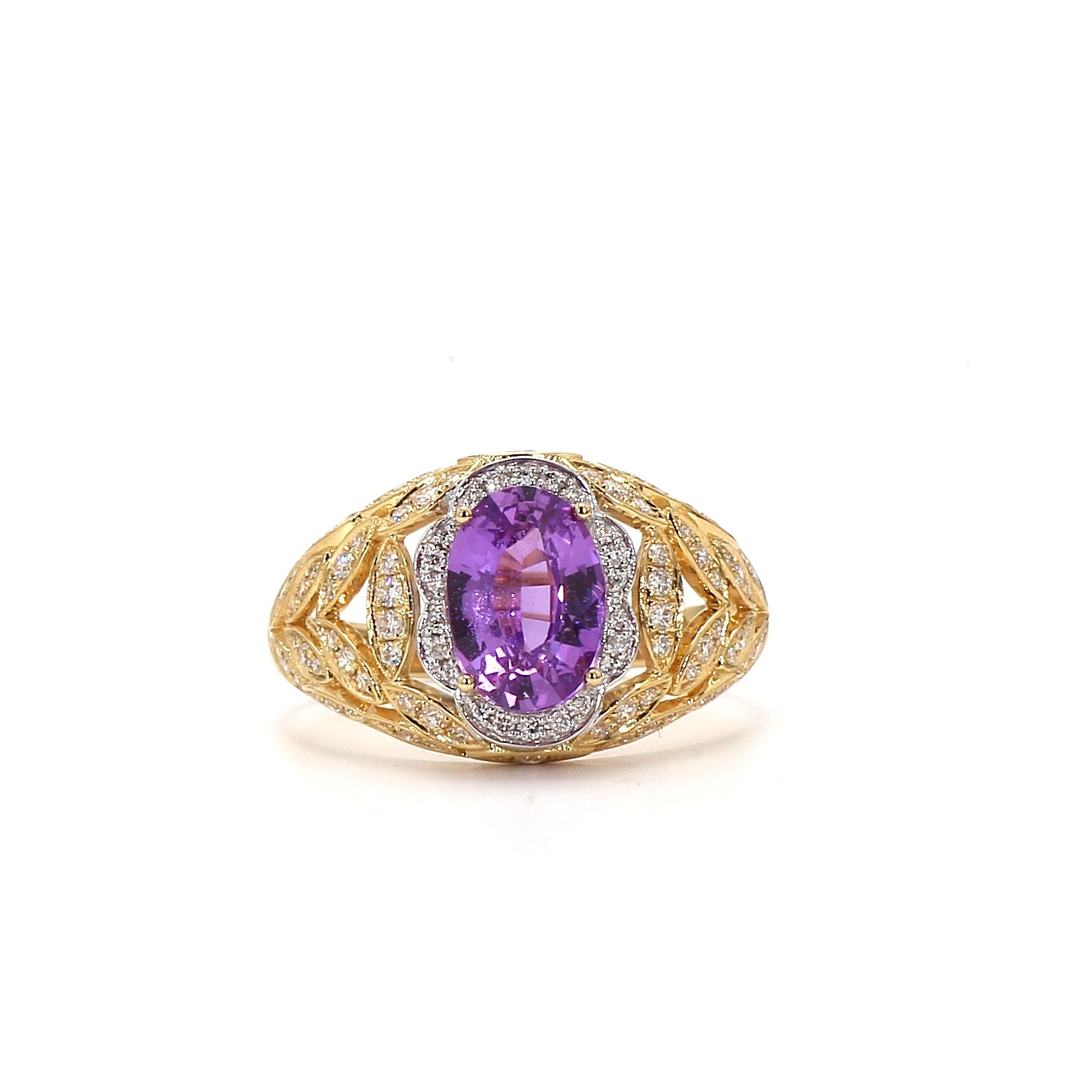 Purple sapphire and Diamond ring
