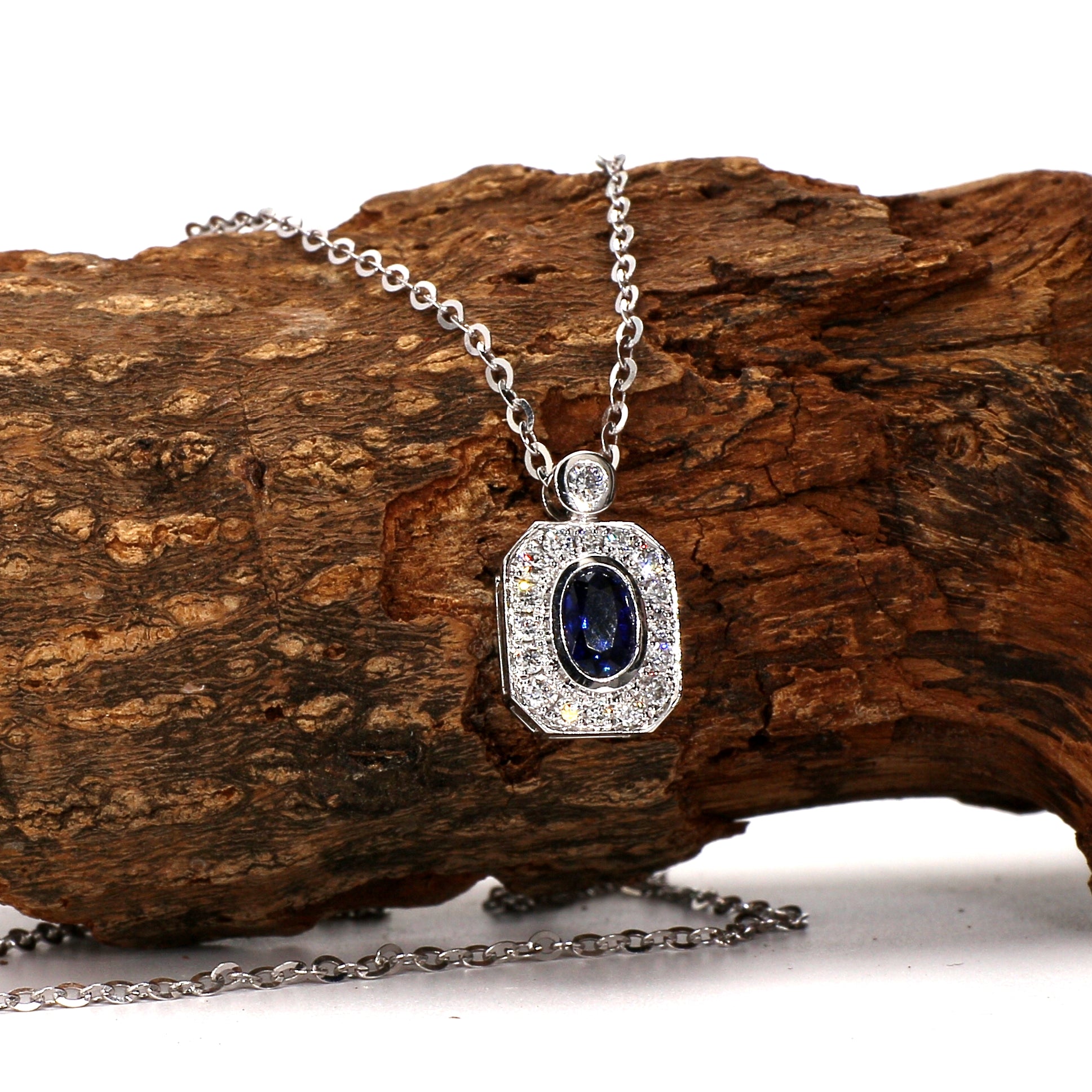 Chic Blue Sapphire and Diamond Pendant