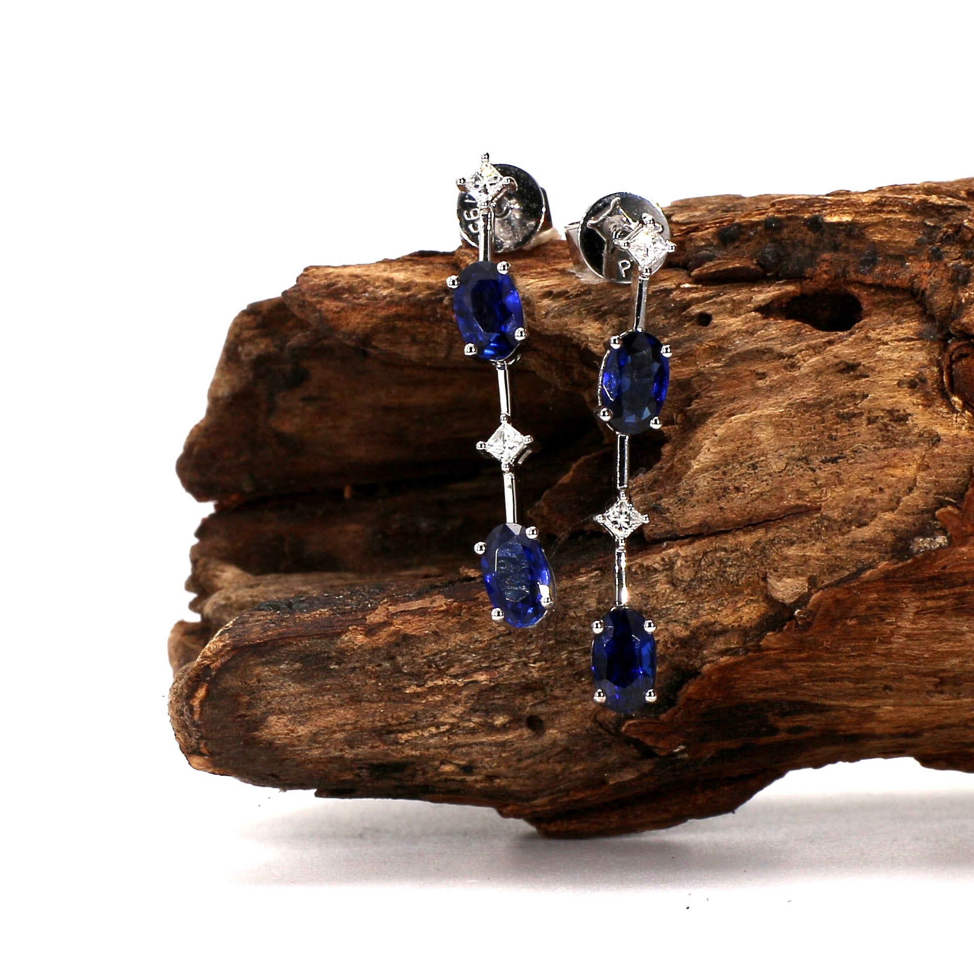 Elegant Blue Sapphire and Diamond Earrings