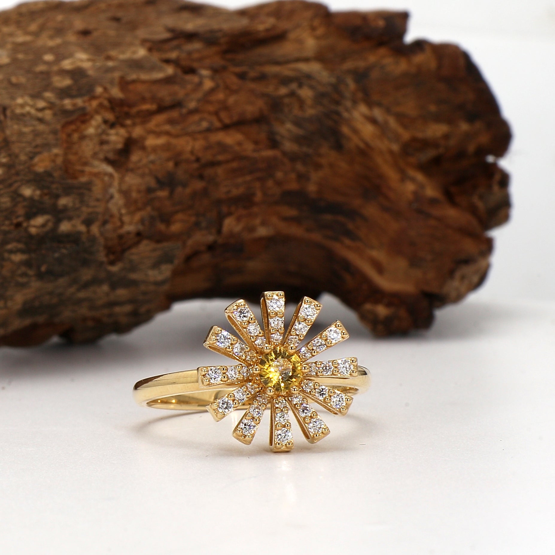 Radiant Yellow Sapphire and Diamond Ring