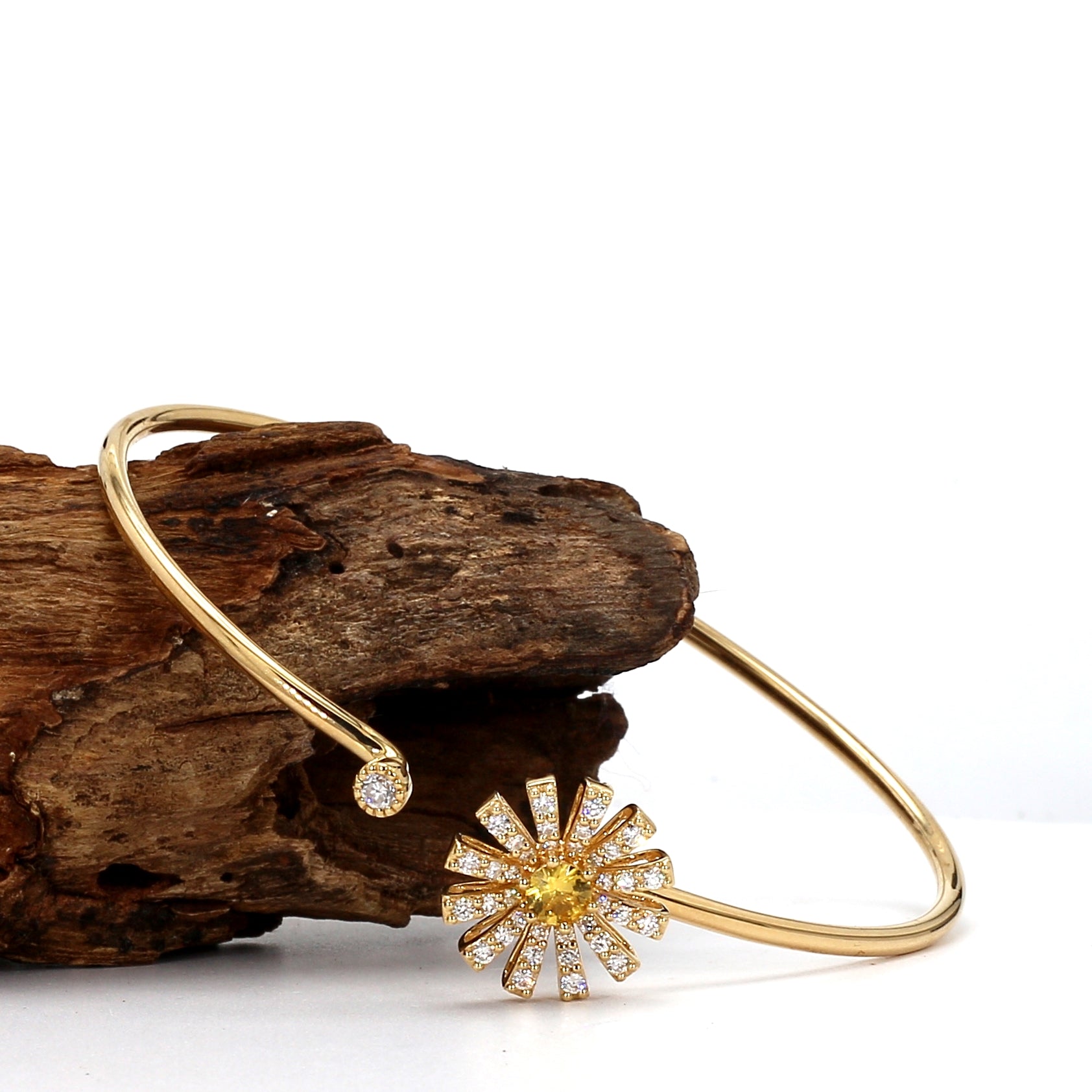 Chic Yellow Sapphire and Diamond Bangle