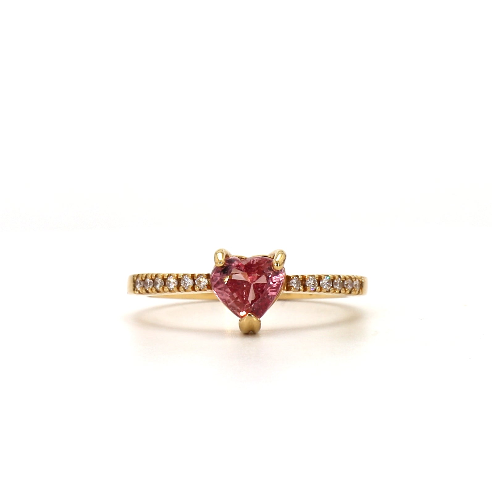 Heart-Shaped Padparadscha Sapphire Ring
