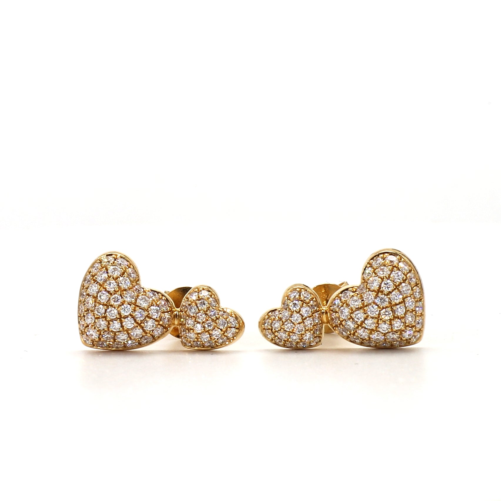 Radiant Heart Diamond Studs in Yellow Gold